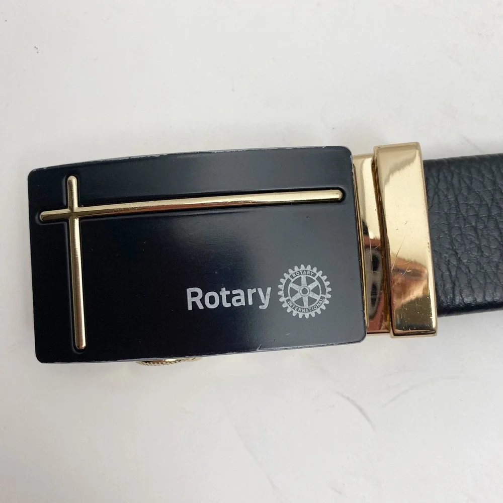 Rotary Mens Black Leather Ratchet Belt Gold Buckle Dress Casual Business Size 52